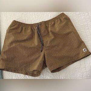 Club Monaco Men’s Black and Tan Patterned Swim Shorts